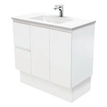 Vanessa Fingerpull 900mm Satin White Freestanding Vanity